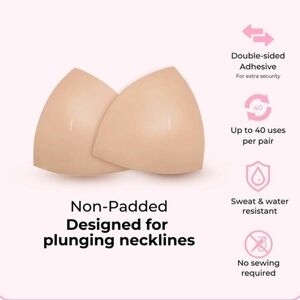 Boomba Nude Non-Padded Bandeau Inserts —Seamless Coverage for Plunging Necklines
